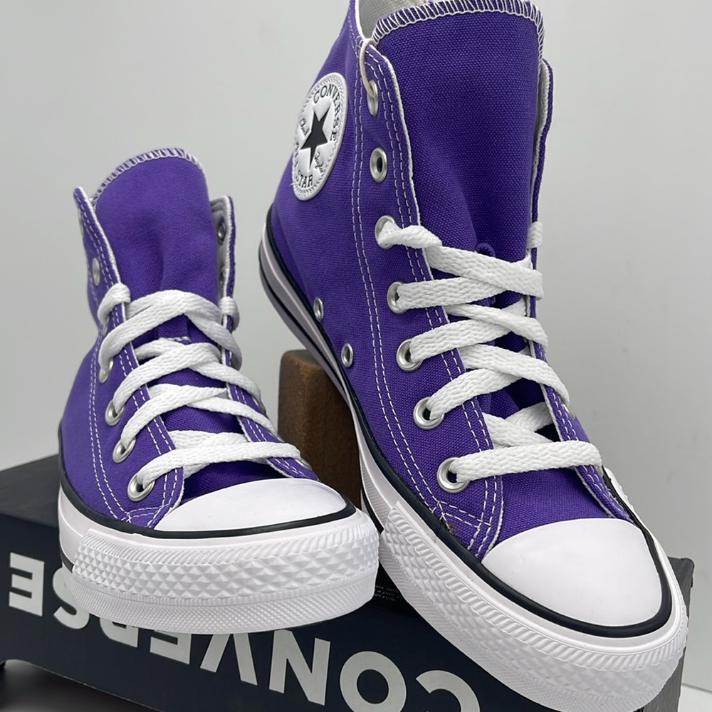 Converse Men’s Chuck Taylor All Star Hi B Grade Purple White 137833F Sneakers - Picture 6 of 16
